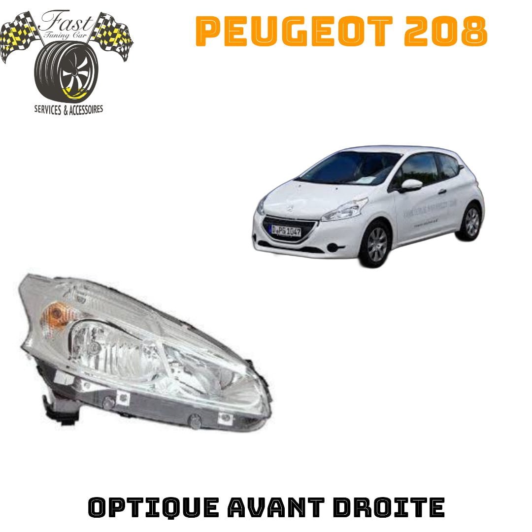 Phare optique avant droit pour peugeot 208 phase 1, 2012-2015