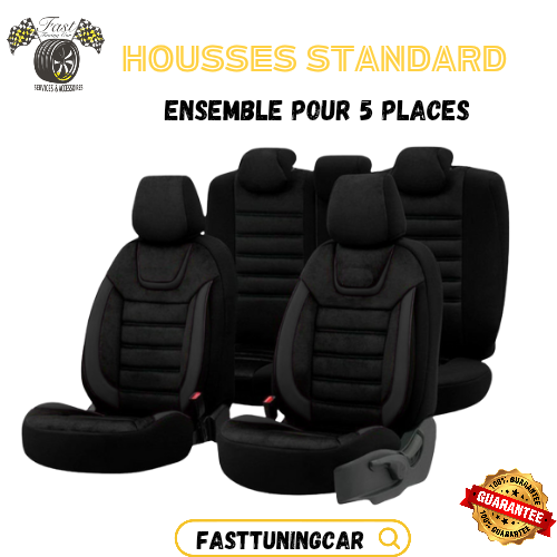 Housses Standard Noires – Ensemble Universel 5 Places