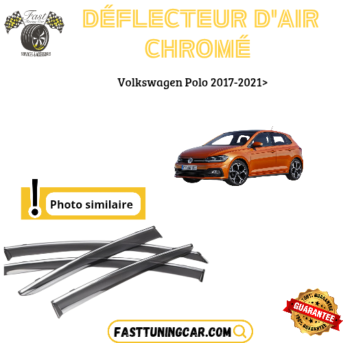 Déflecteur d’air noir et chromé Volkswagen Polo 2017-2021 >