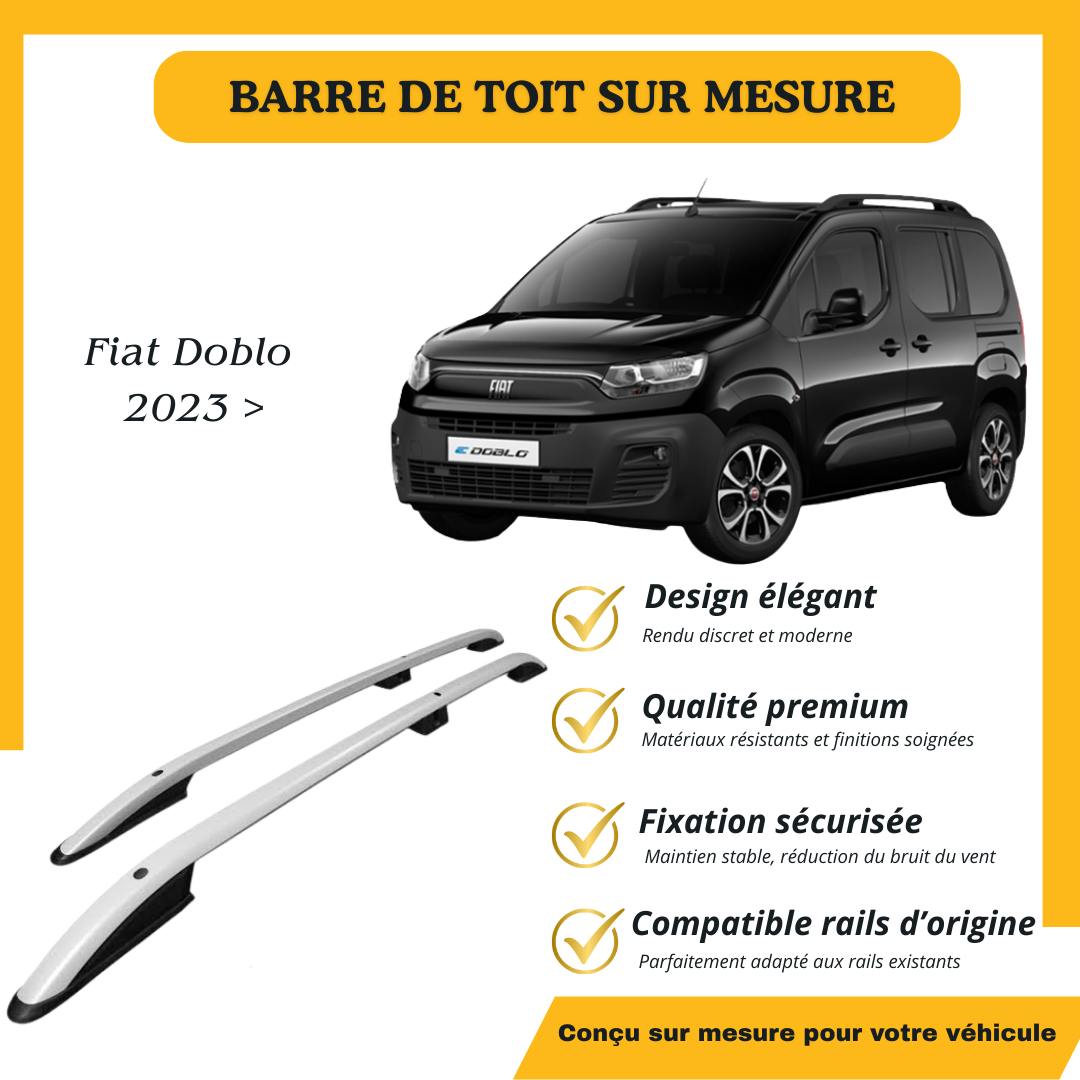 Barres de toit gris silver sur mesure – Fiat Doblo 2023 >