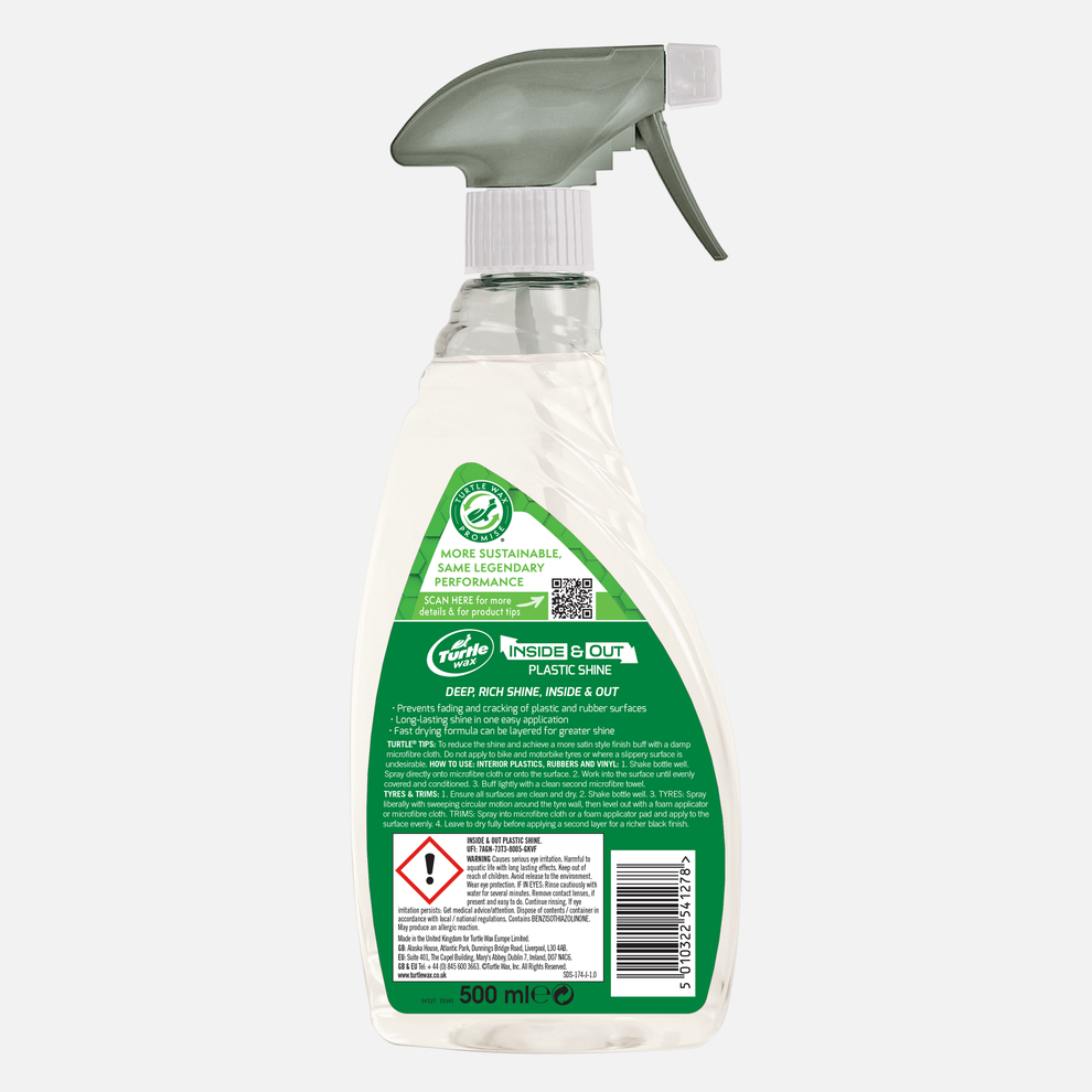 Turtle Wax Inside & Out Plastic Shine – Lustrant Plastiques Intérieur & Extérieur 500 ml