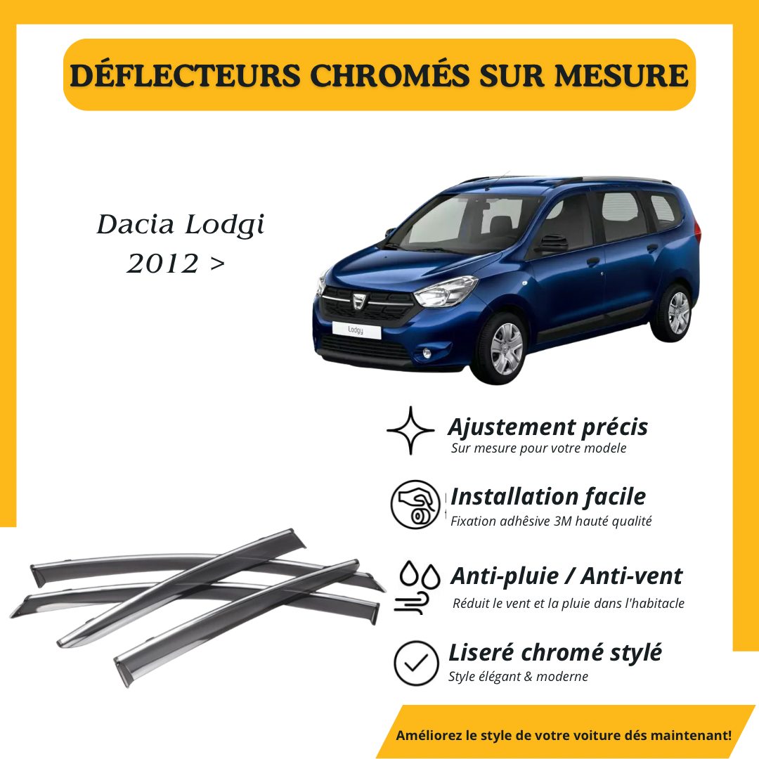 Déflecteur d’air noir et chromé Renault Lodgy 2012 >