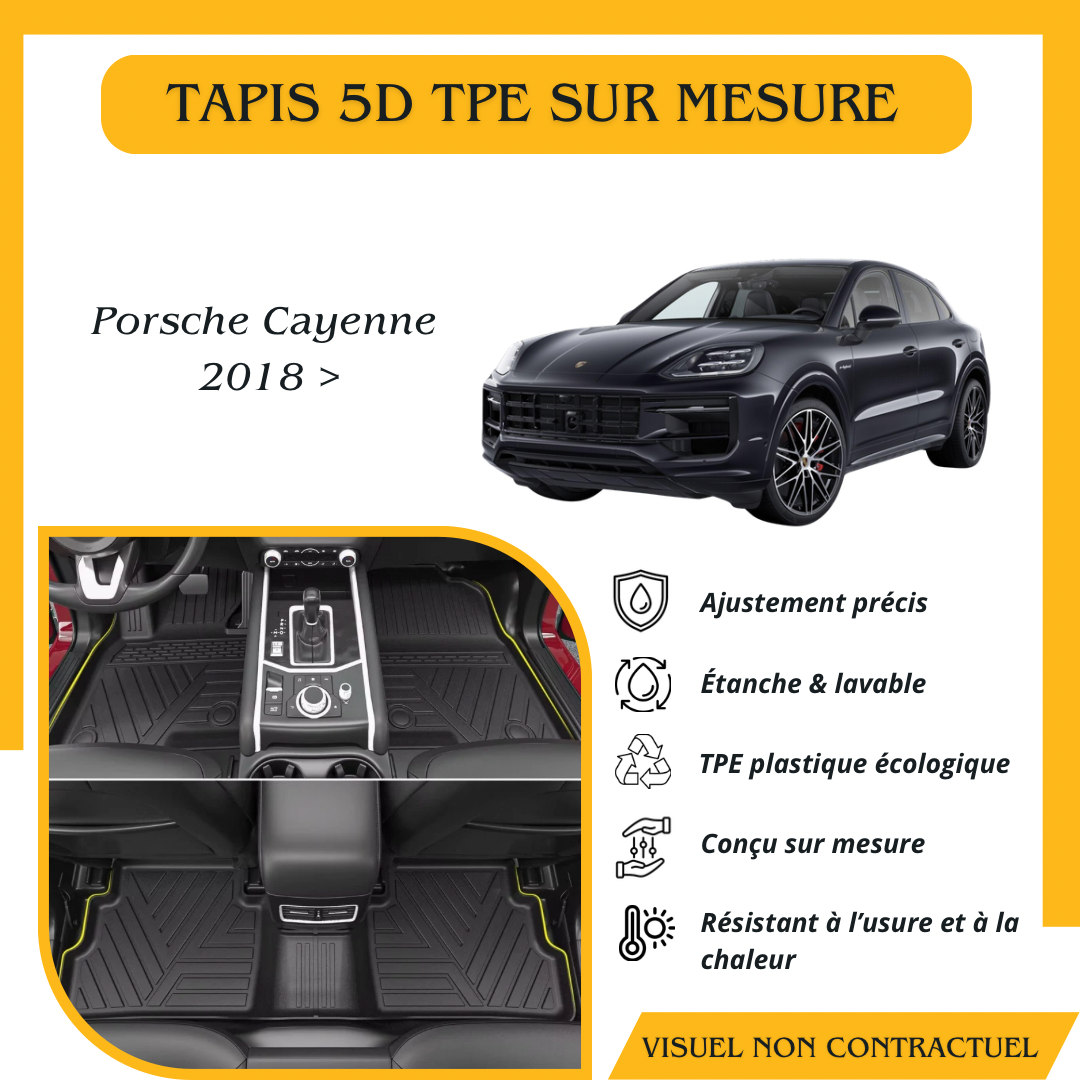 Tapis sur mesure 5D TPE Porsche Cayenne 2018 >