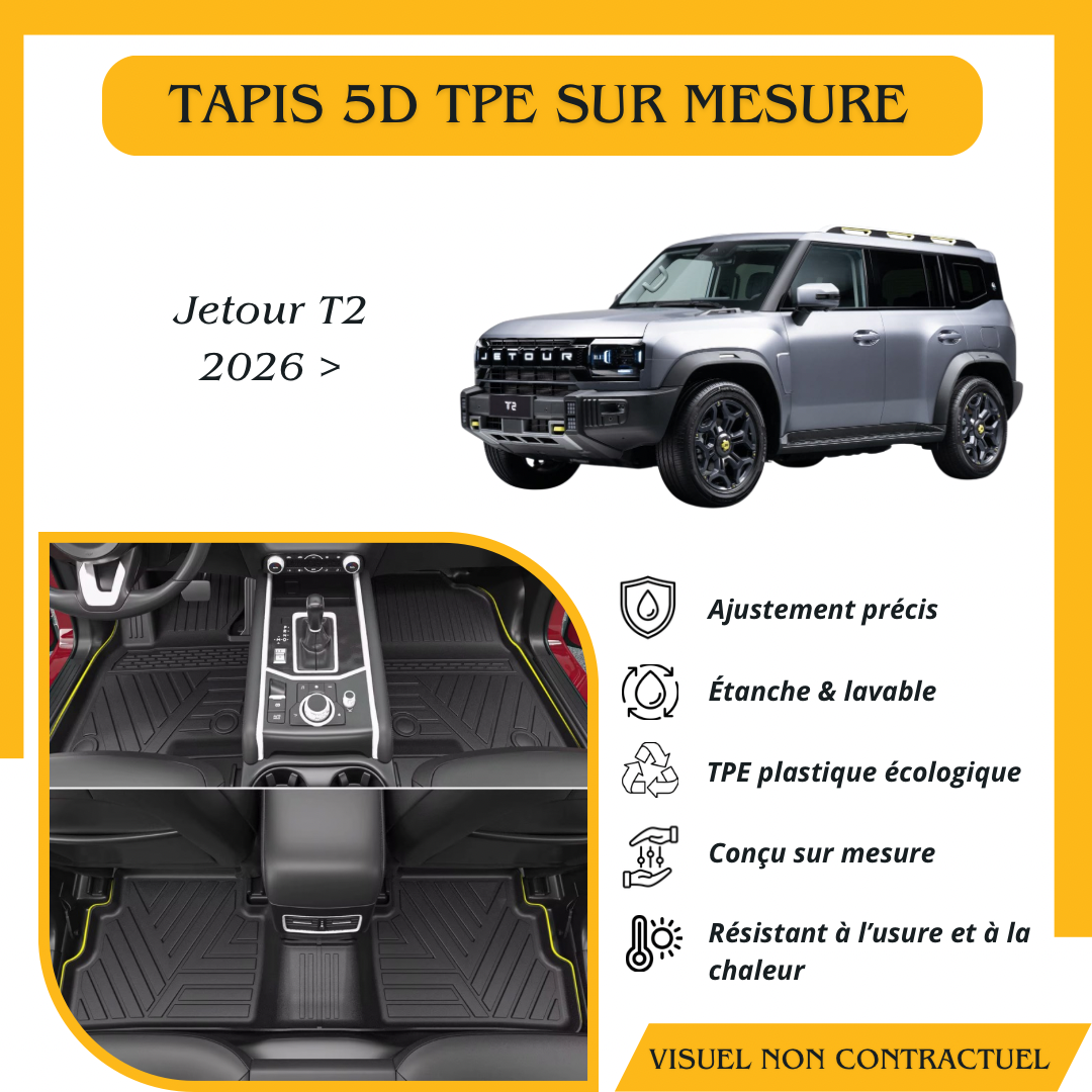 Tapis sur mesure 5D TPE Jetour T2 2026 >