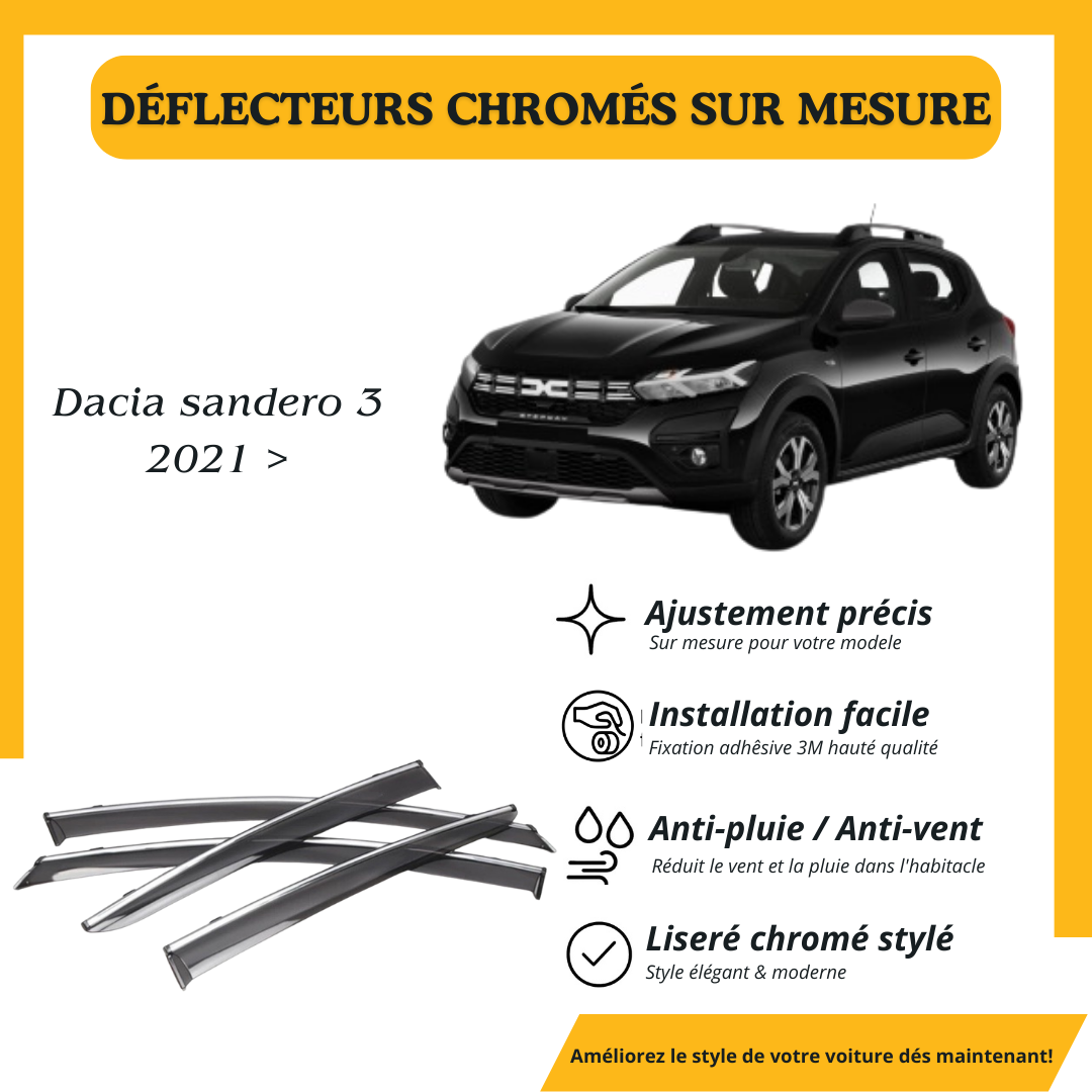 Déflecteur d’air noir et chromé Dacia sandero 3 2021 >