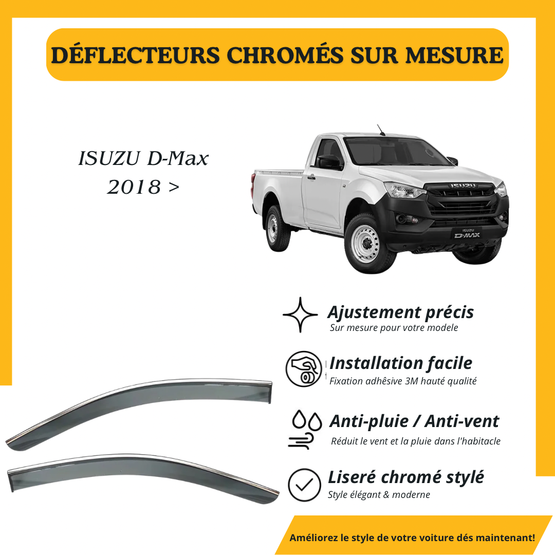 Déflecteur d’air noir et chromé Isuzu D-Max 2018 >