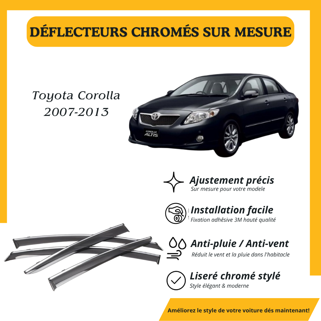 Déflecteur d’air noir et chromé Toyota corolla 2007-2013