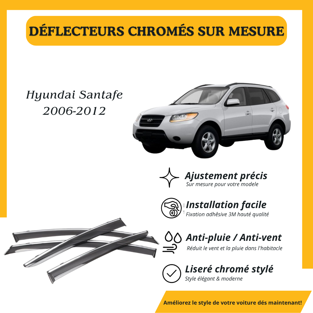 Déflecteur d’air noir et chromé Hyundai Santafe 2006-2012