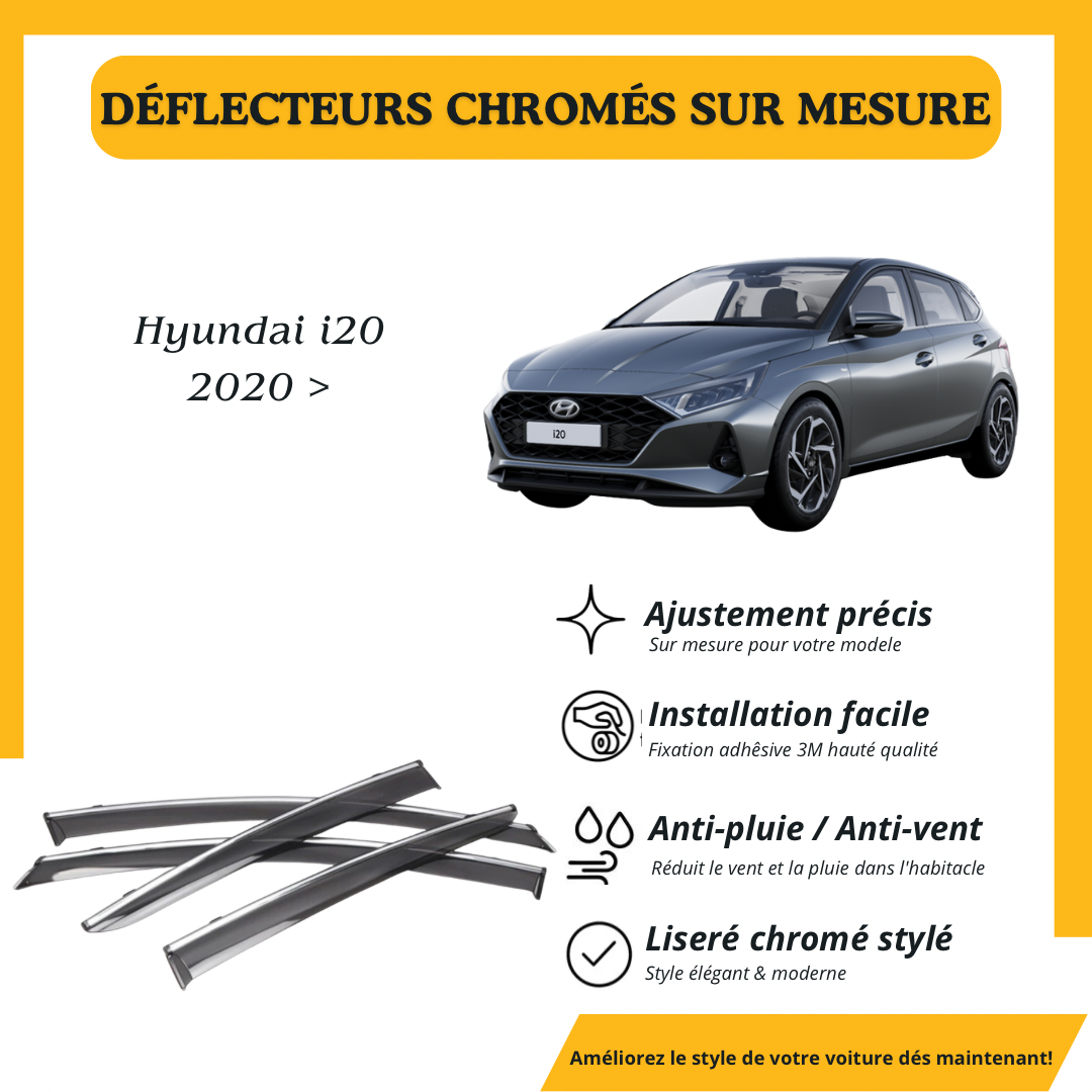 Déflecteur d’air noir et chromé Hyundai I20 2020 >