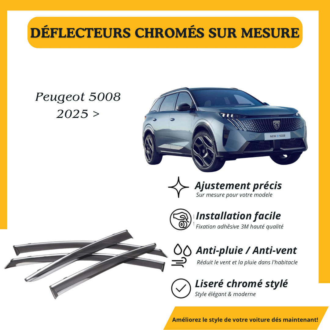 Déflecteur d’air noir et chromé Peugeot 5008 2025 >