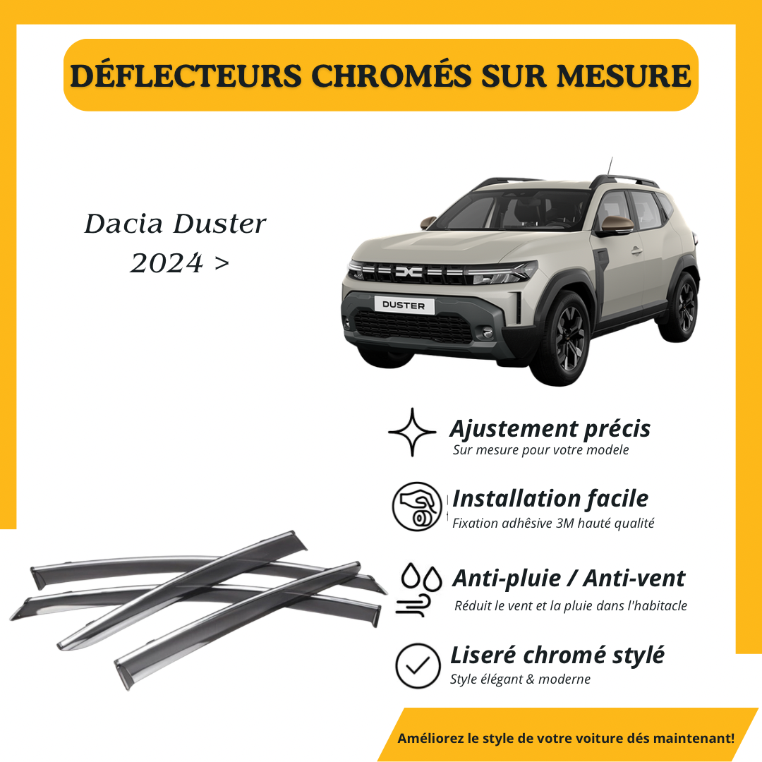 Déflecteur d’air noir et chromé Dacia Duster 2024 >