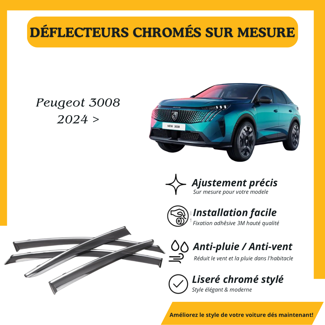 Déflecteur d’air noir et chromé Peugeot 3008 2024 >
