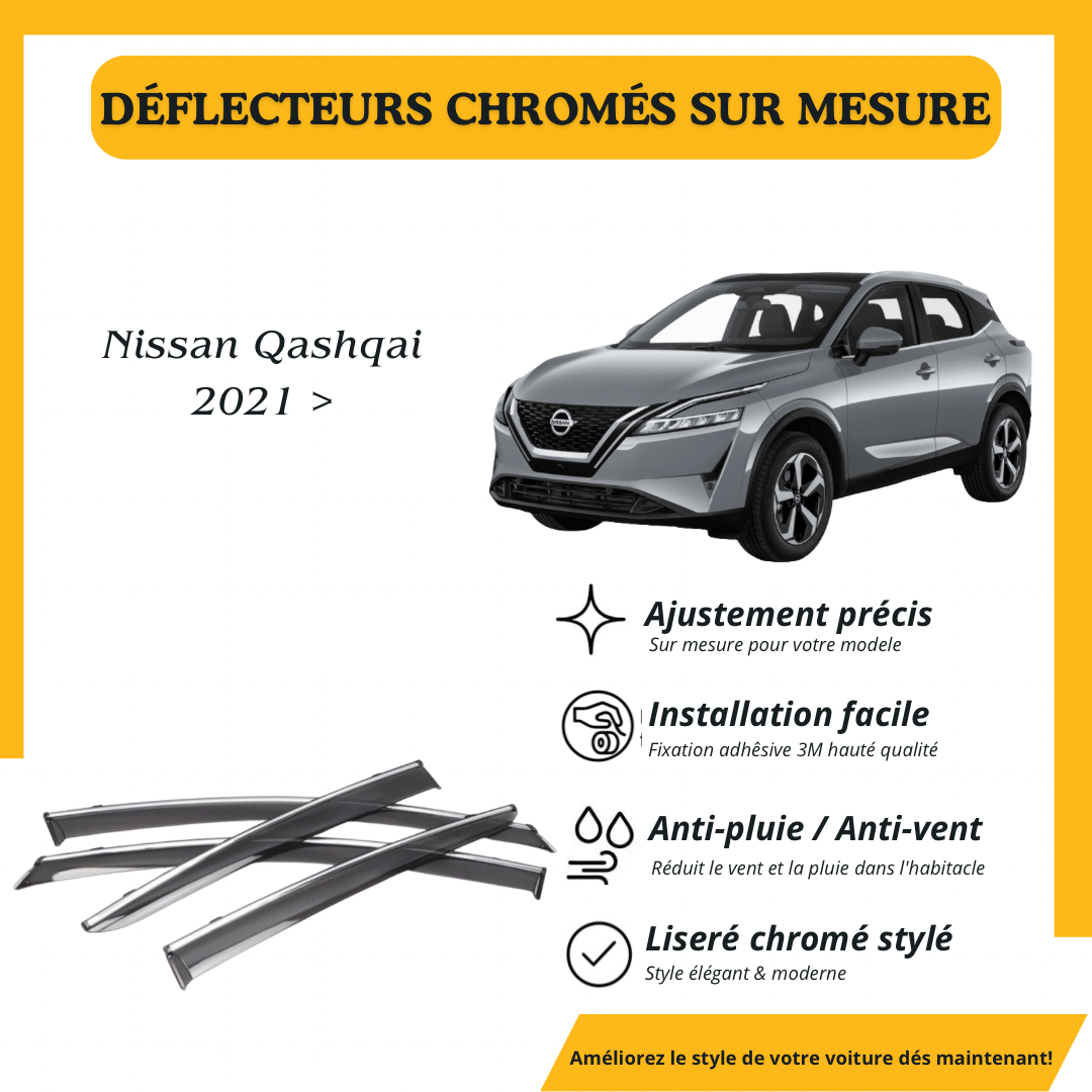 Déflecteur d’air noir et chromé Nissan Qashqai 2021 >