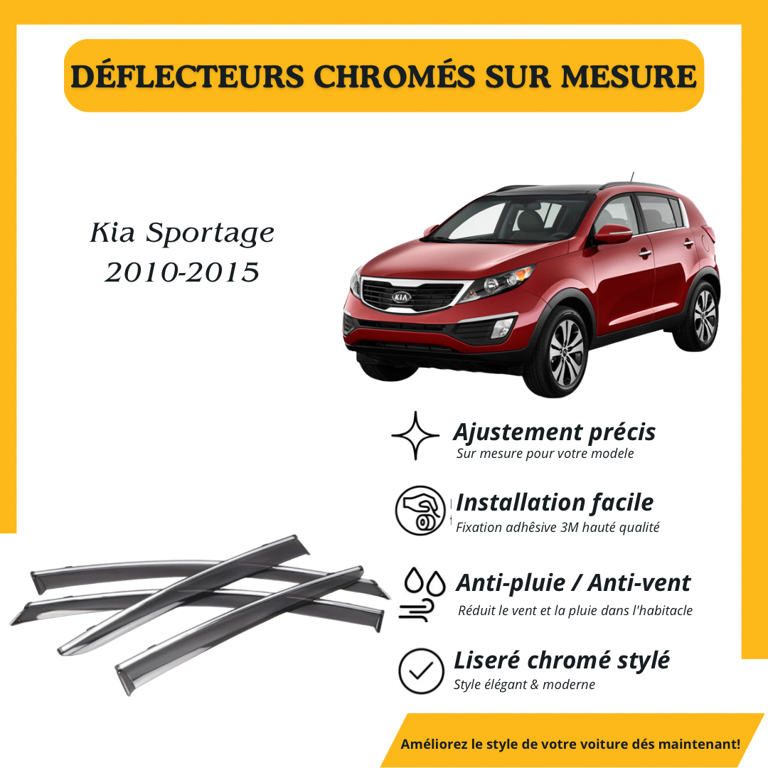 Déflecteur d’air noir et chromé Kia Sportage 2010-2015