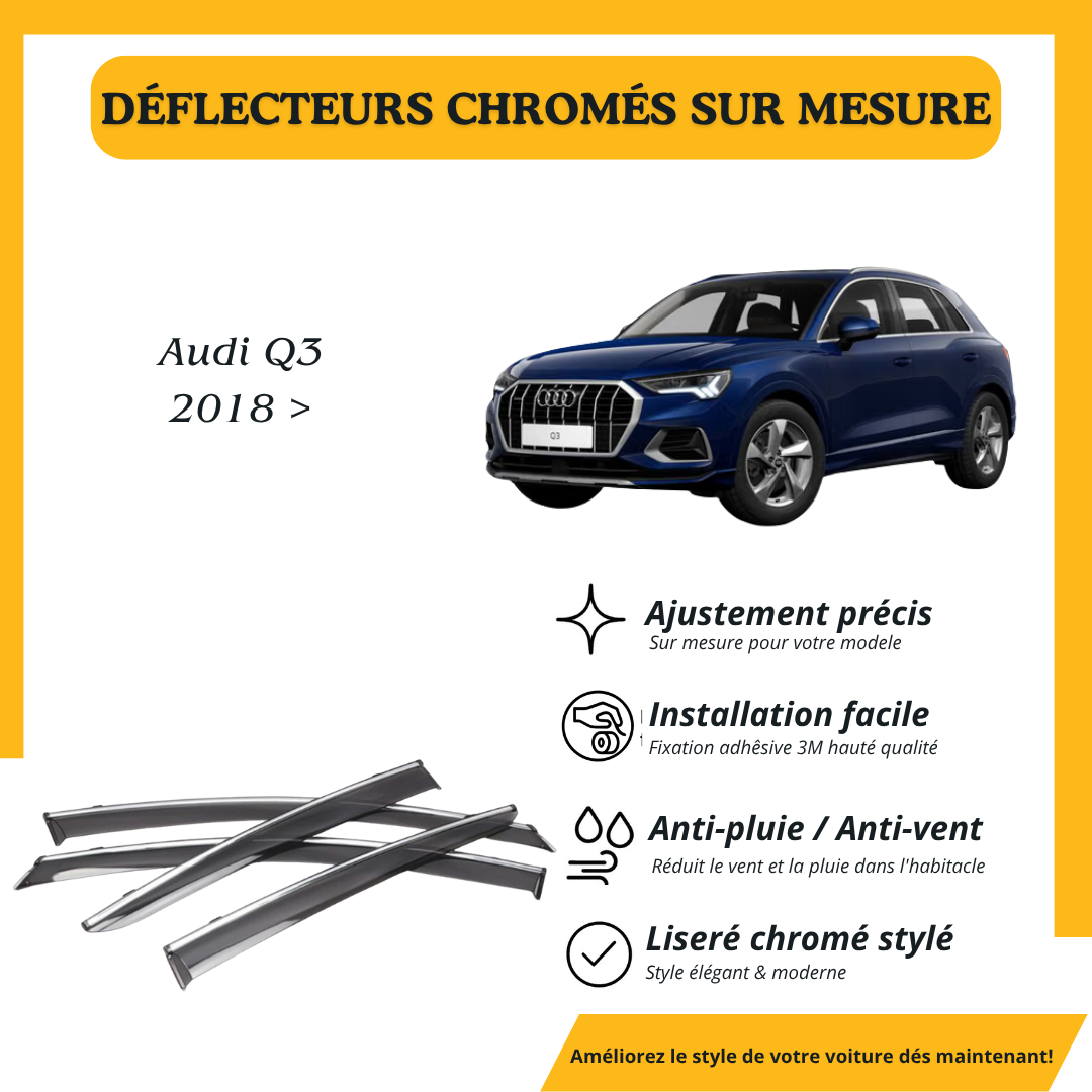 Déflecteur d’air noir et chromé Audi Q3 2018 >