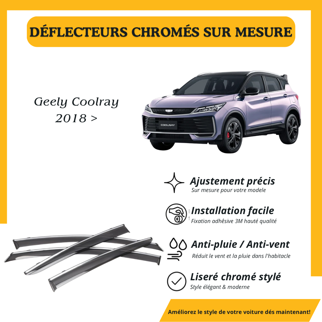 Déflecteur d’air noir et chromé Geely Coolray 2018 >