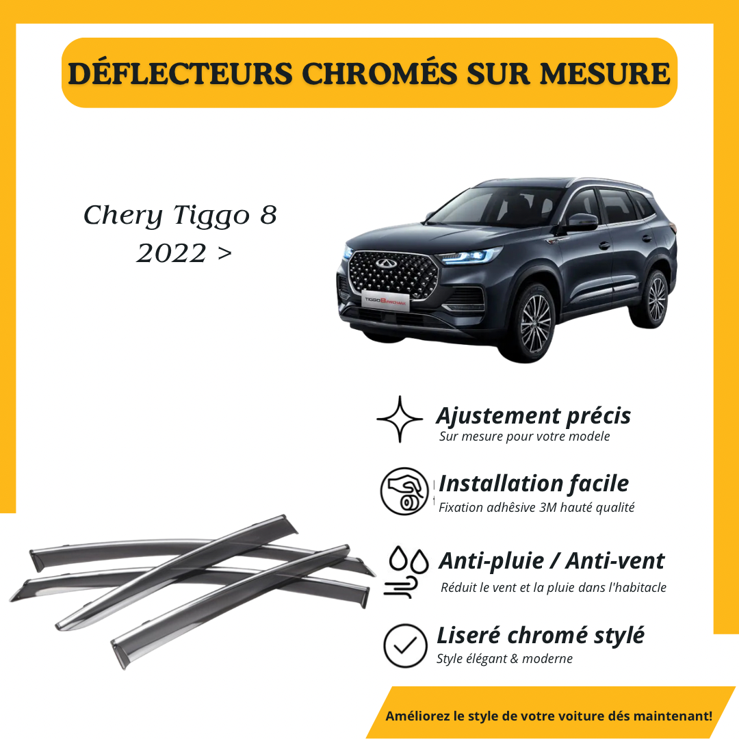Déflecteur d’air noir et chromé Chery Tiggo 8 2022 >