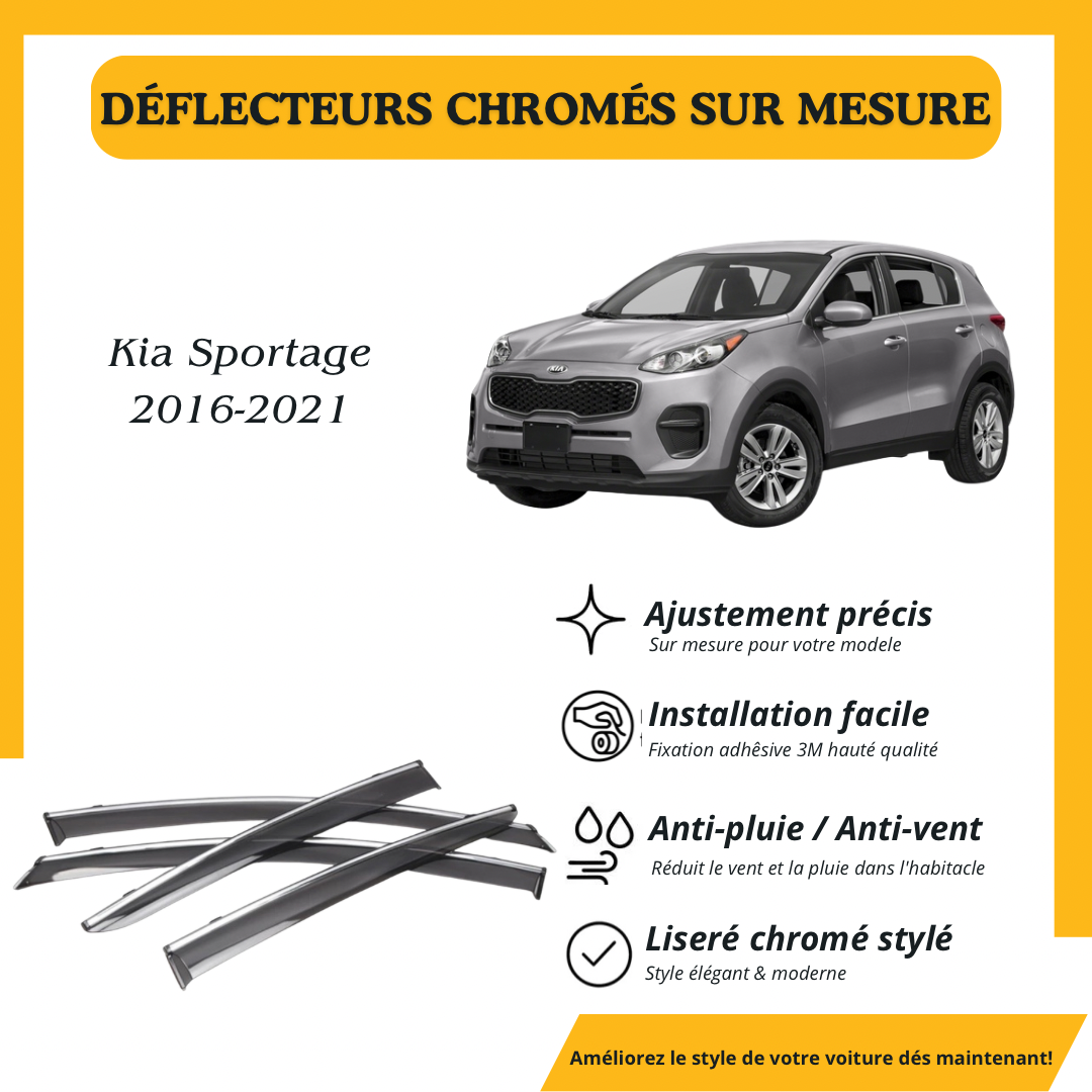 Déflecteur d’air noir et chromé kia sportage 2016 -2021