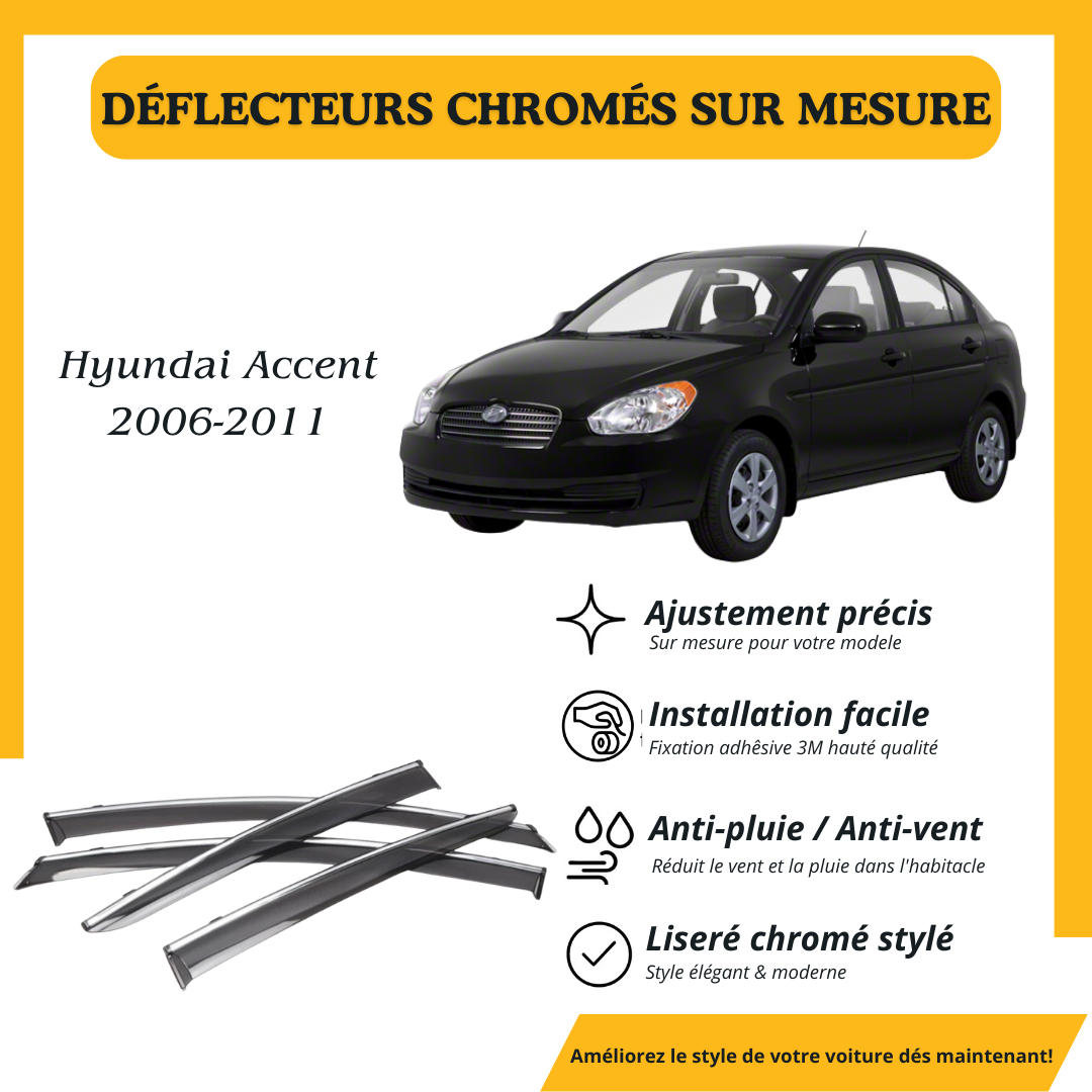 Déflecteur d’air noir et chromé Hyundai Accent 2006-2011