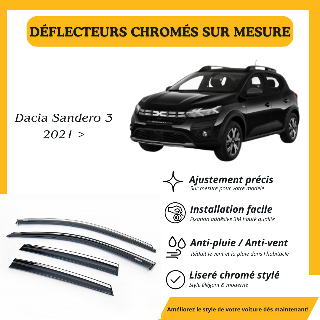 Déflecteur d’air noir et chromé Dacia sandero 3 2021 >