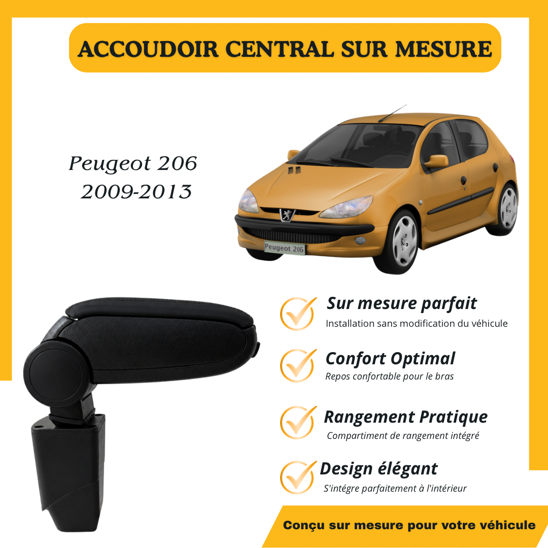 Accoudoir sur mesure Peugeot 206 2009-2013