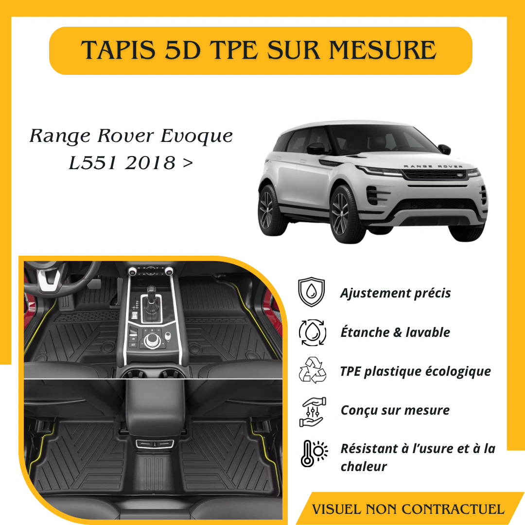 Tapis sur mesure 5D TPE Range Rover Evoque L551 2018 >