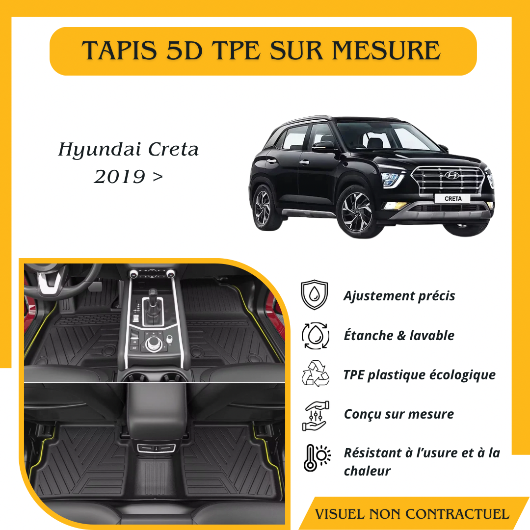 Tapis sur mesure 5D TPE Hyundai Creta 2019 >