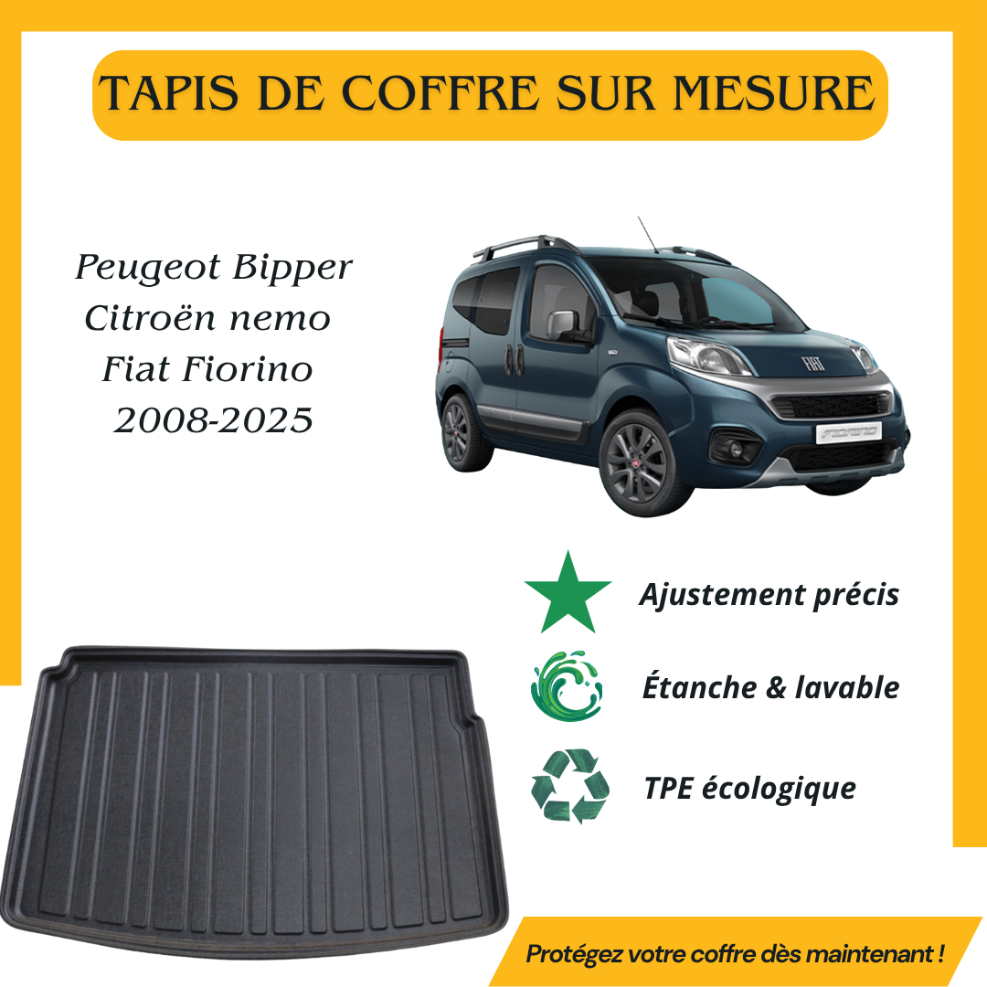 Tapis de coffre 4D Peugeot Bipper/Citroën nemo /Fiat Fiorino 2008-2025