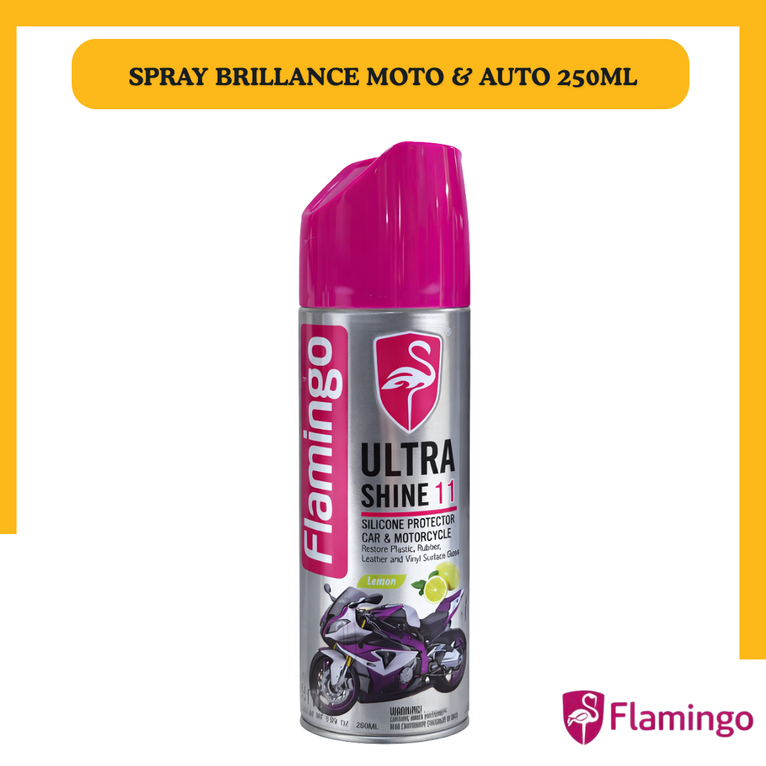 Flamingo Ultra Shine 11 Spray Silicone Moto & Voiture 250ML – Brillance Plastiques