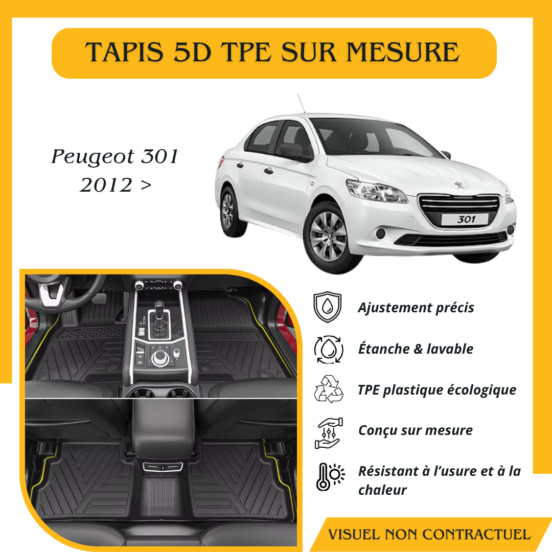 Tapis sur mesure 5D TPE Peugeot 301 2012 >