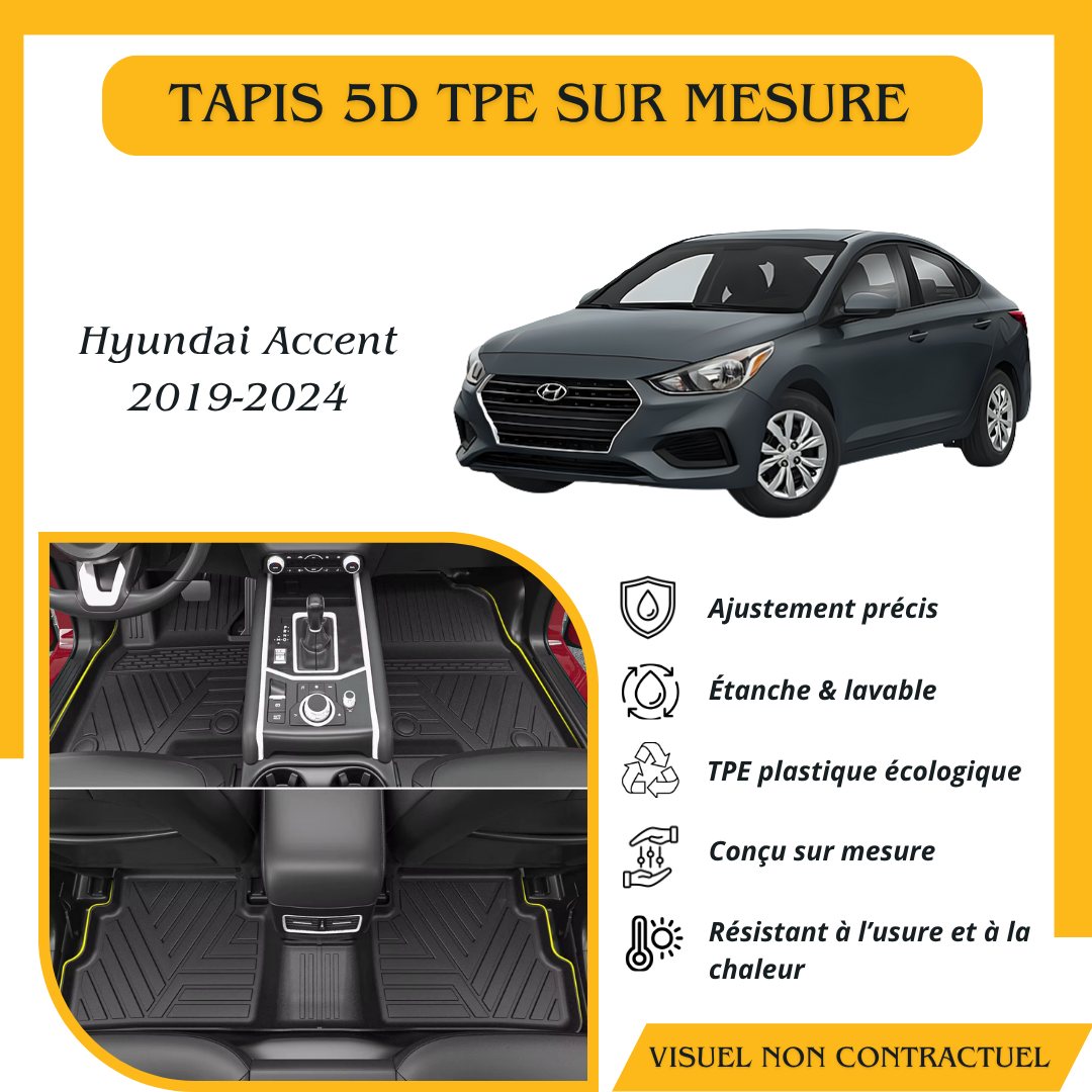 Tapis sur mesure 5D TPE Hyundai Accent 2019-2024