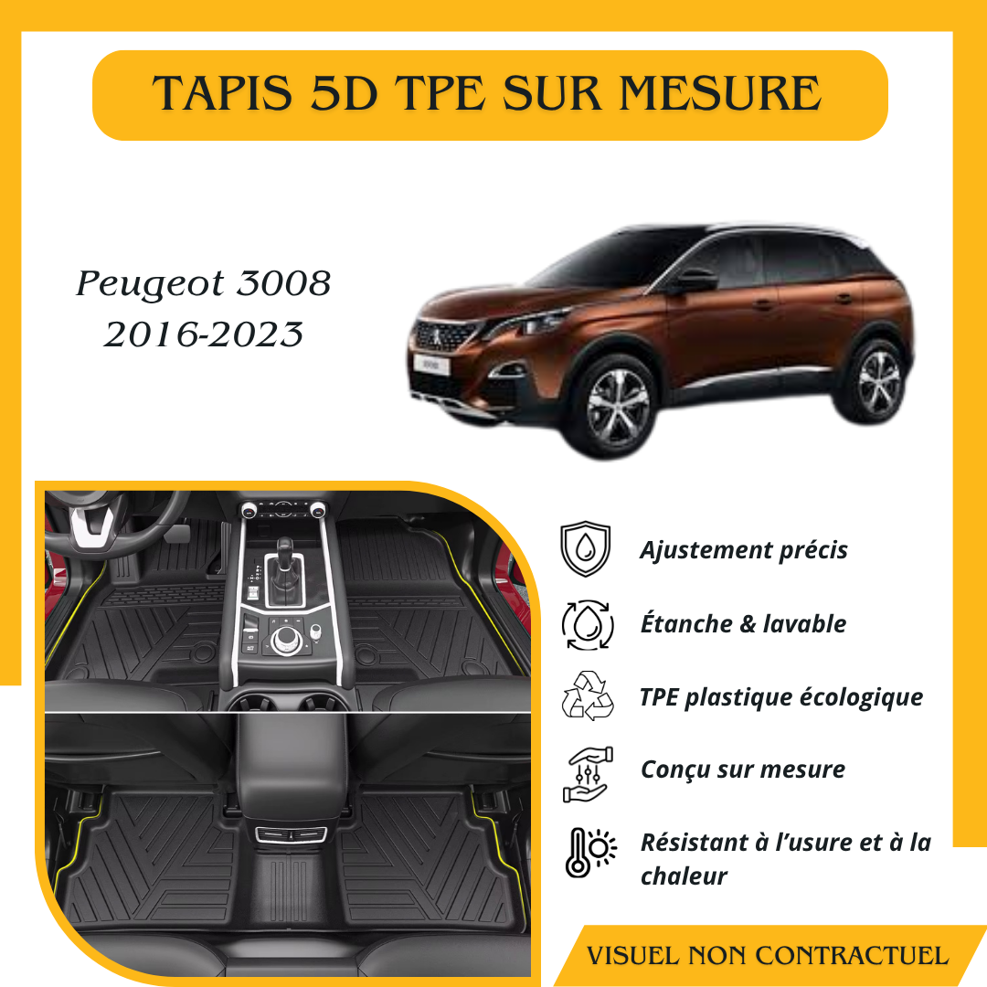 Tapis sur mesure 5D TPE Peugeot 3008 2016-2023