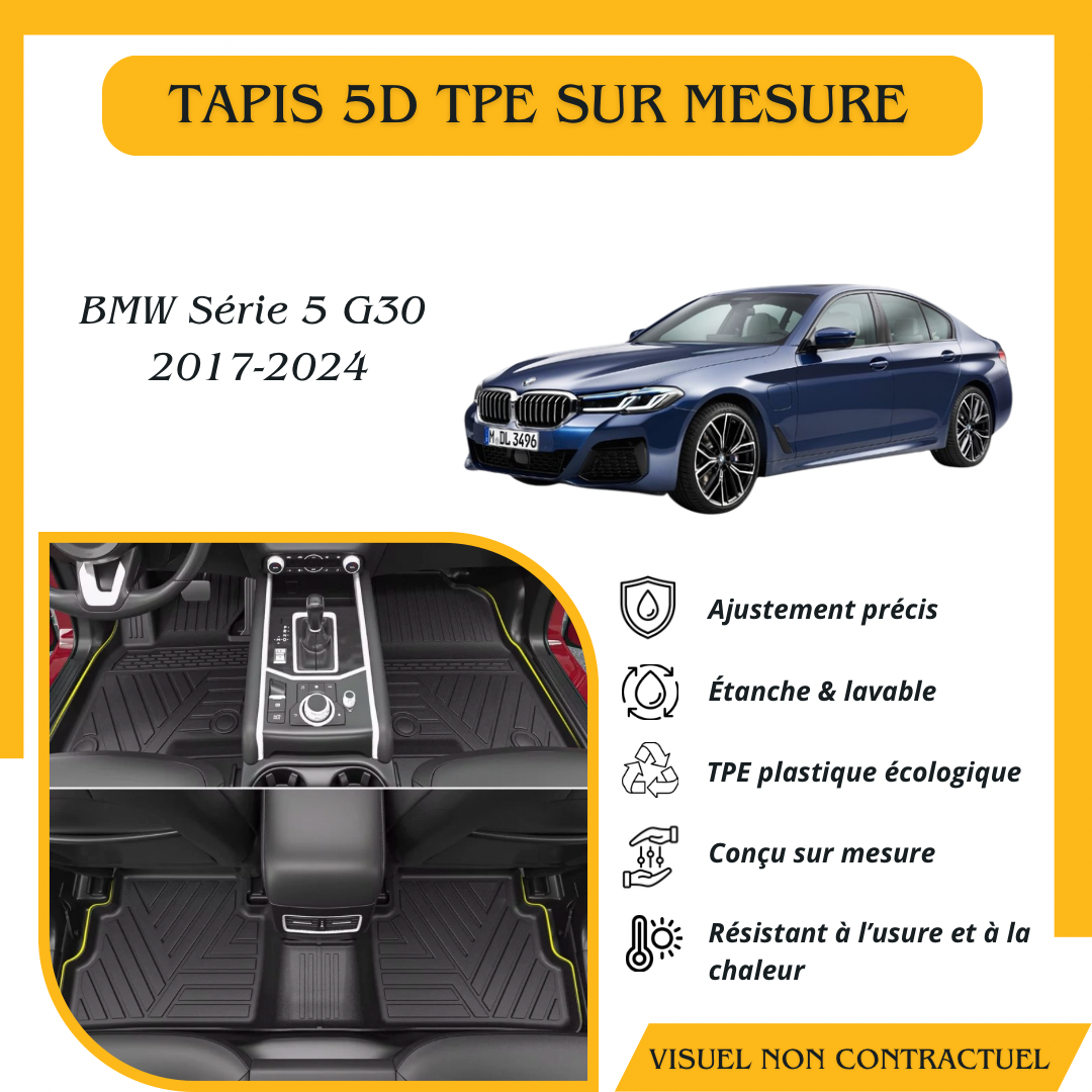 Tapis sur mesure 5D TPE Bmw Série 5 G30 2017-2024