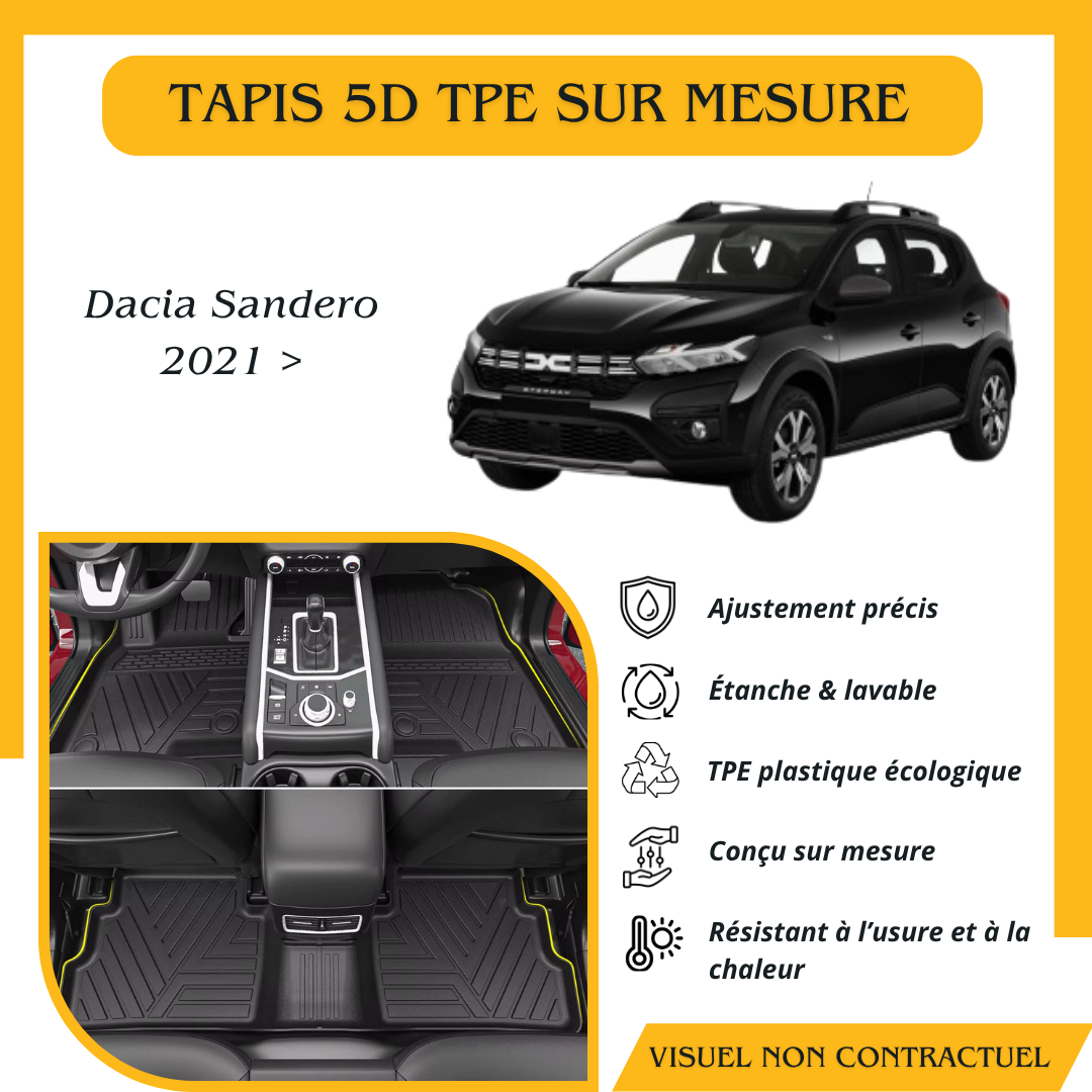 Tapis sur mesure 5D TPE Dacia Sandero 3 2021 >