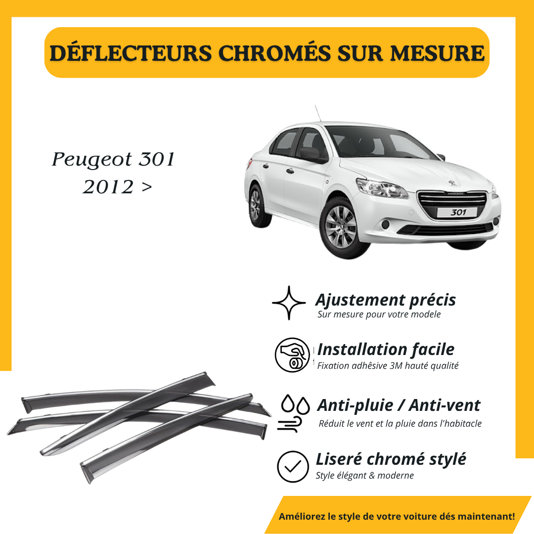 Déflecteur d’air noir et chromé Peugeot 301 2012 >
