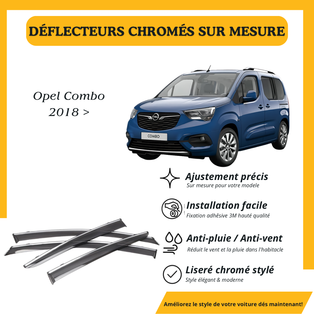 Déflecteur d’air noir et chromé Opel Combo 2018 >