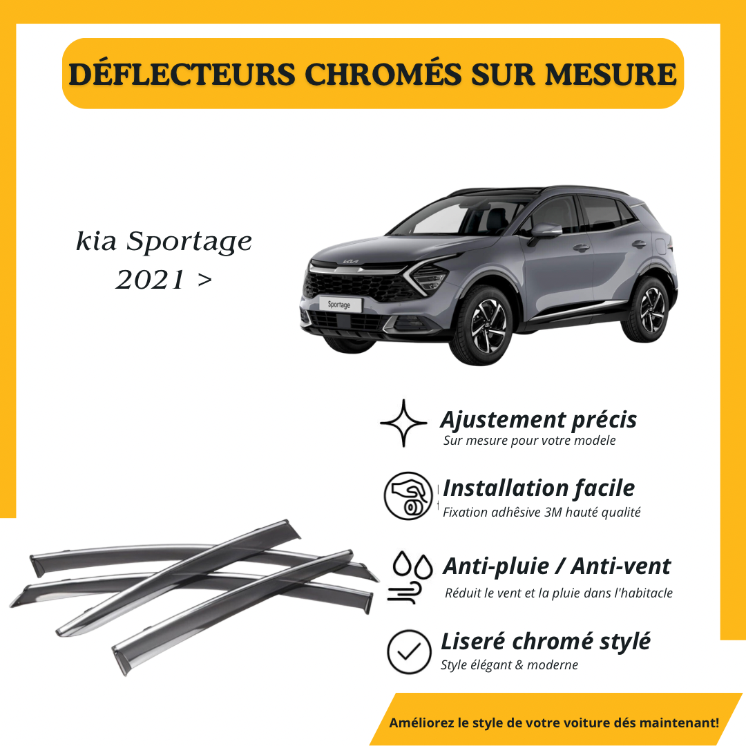 Déflecteur d’air noir et chromé Kia Sportage 2021>
