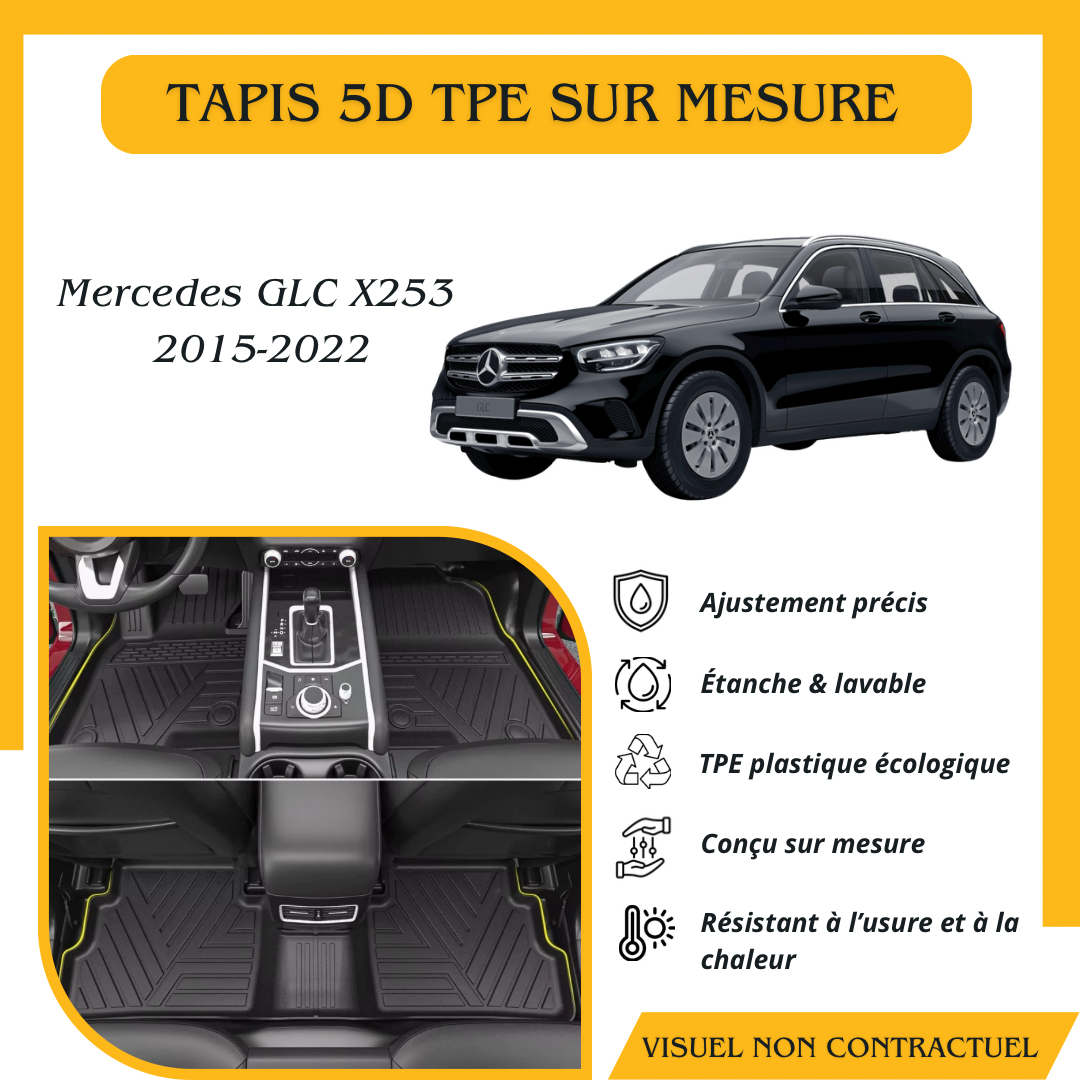 Tapis sur mesure 5D TPE Mercedes GLC X253 2015-2022