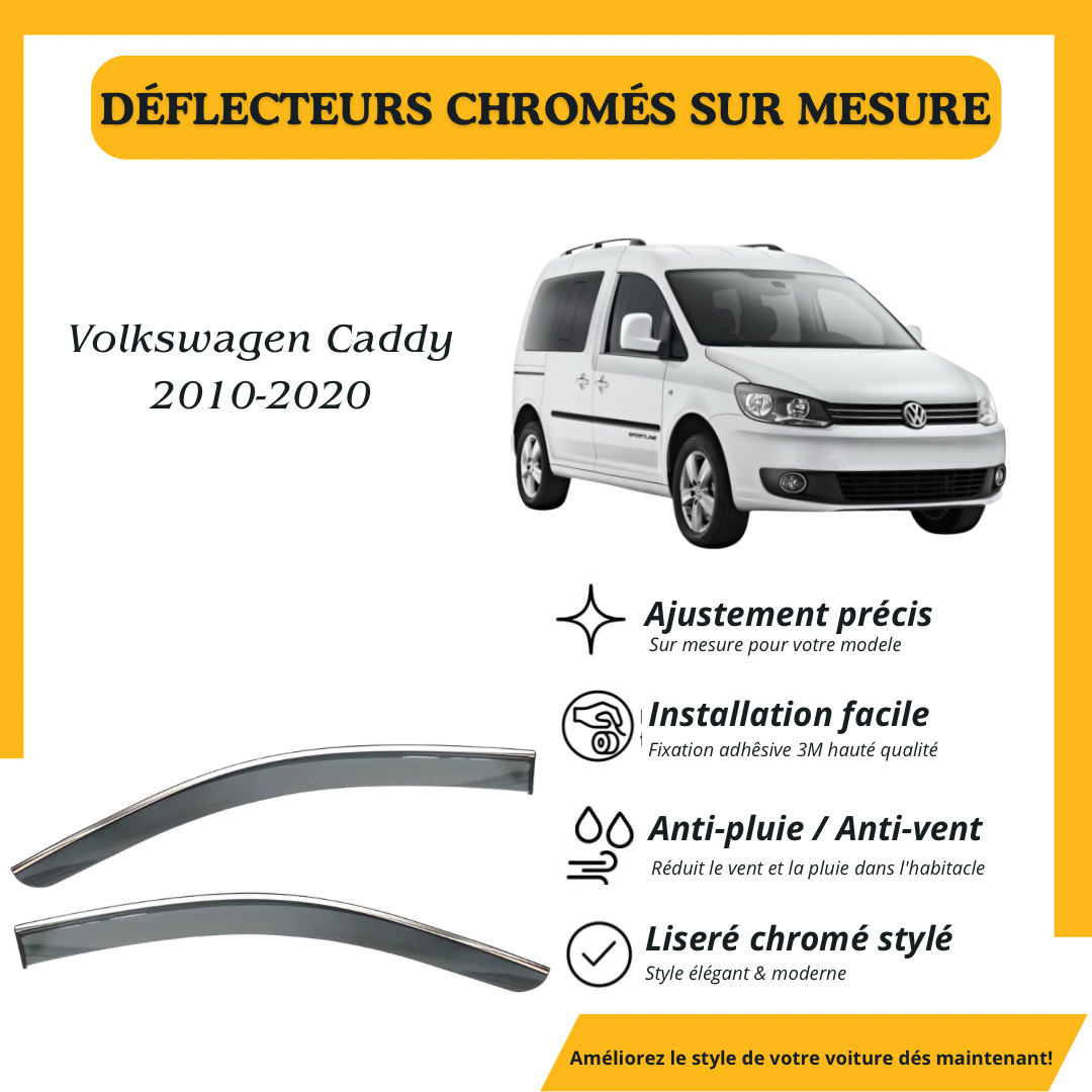 Déflecteur d’air noir et chromé Volkswagen caddy 2010-2020