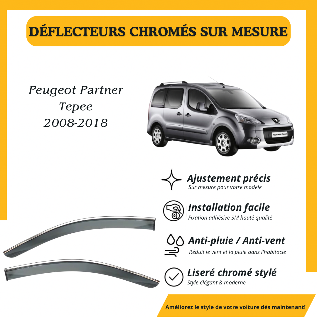 Déflecteur d’air noir et chromé Partner Tepee 2008-2018