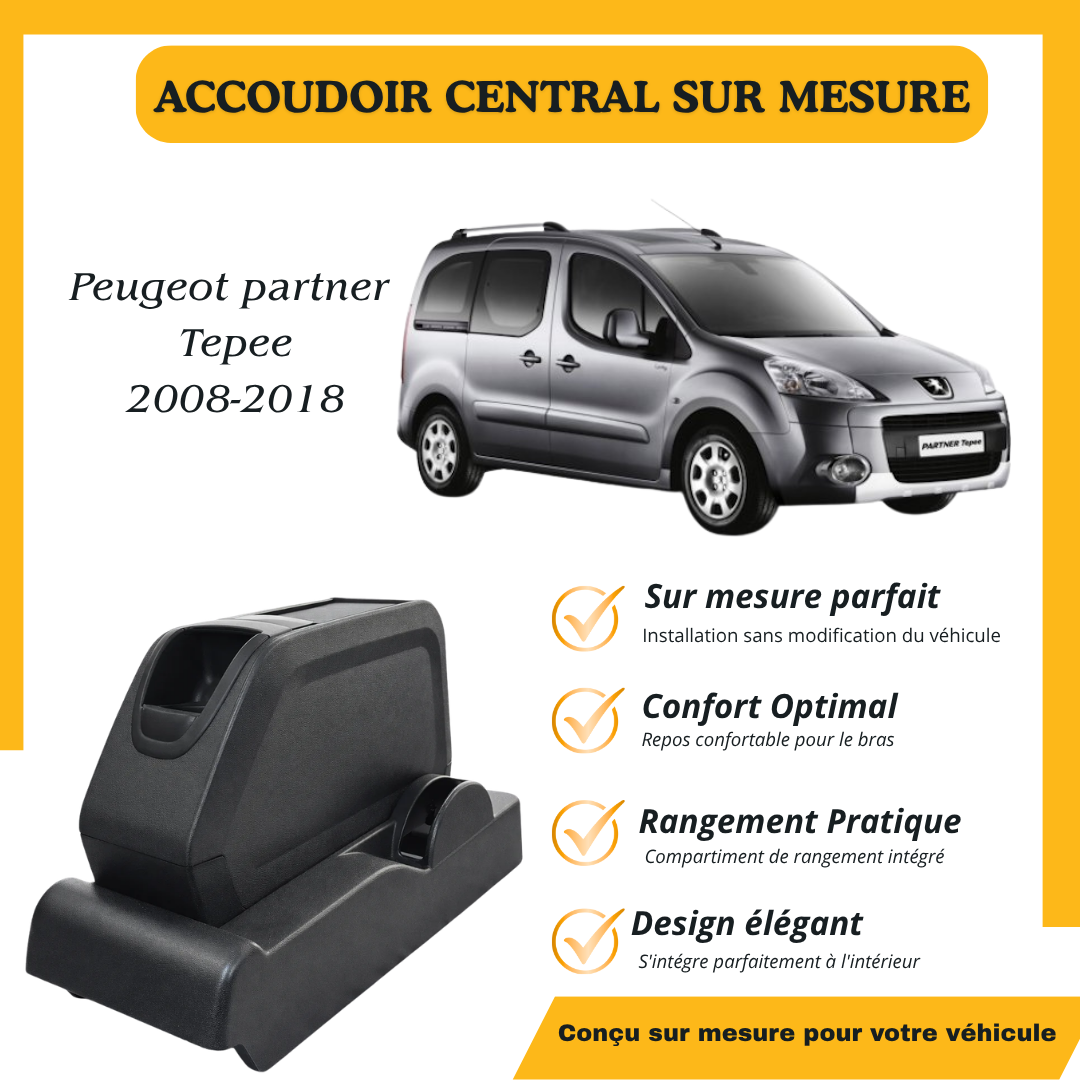 Accoudoir sur mesure Peugeot partner Tepee 2008-2018