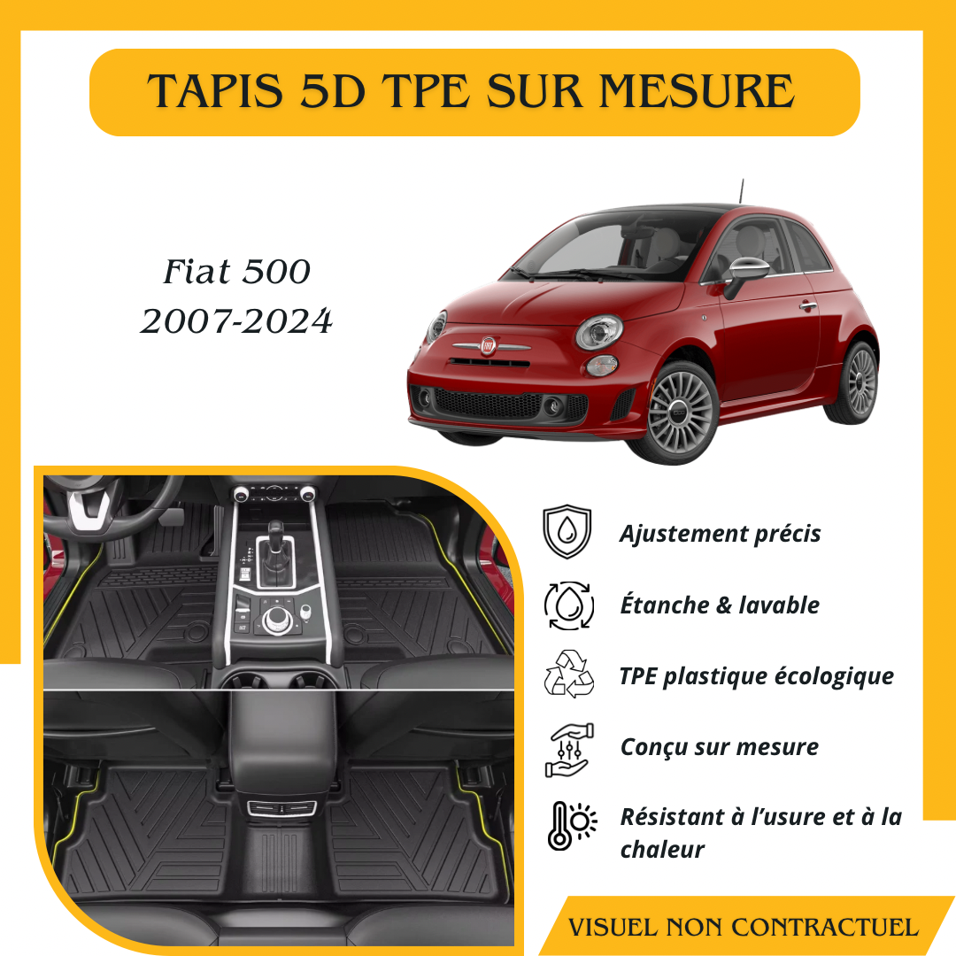 Tapis sur mesure 5D TPE Fiat 500 2007-2024