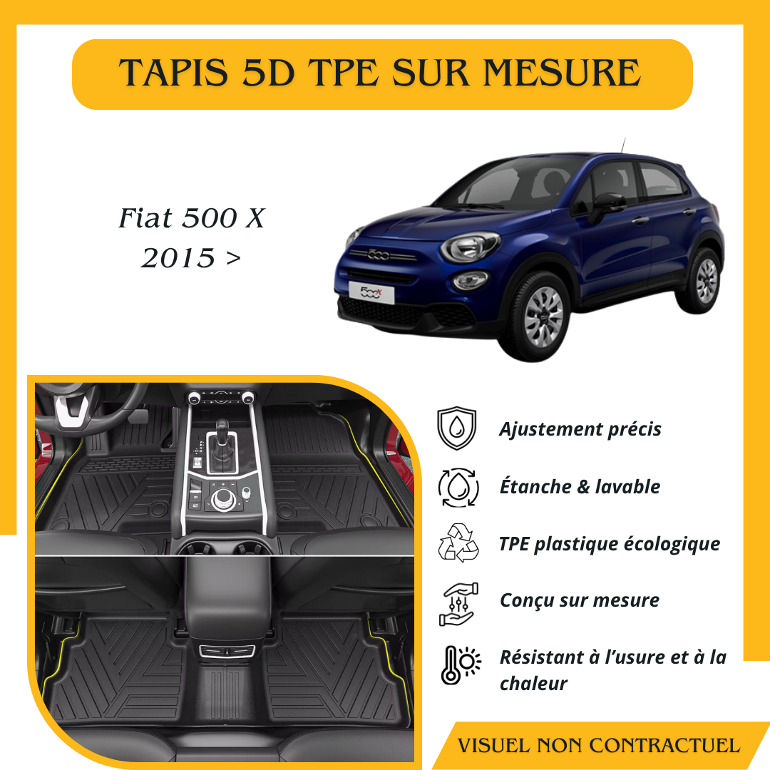 Tapis sur mesure 5D TPE Fiat 500 X 2015 >