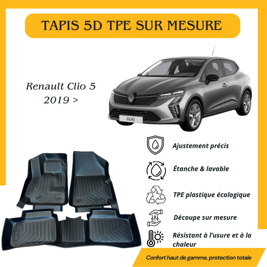 Tapis sur mesure 5D TPE Renault Clio 5