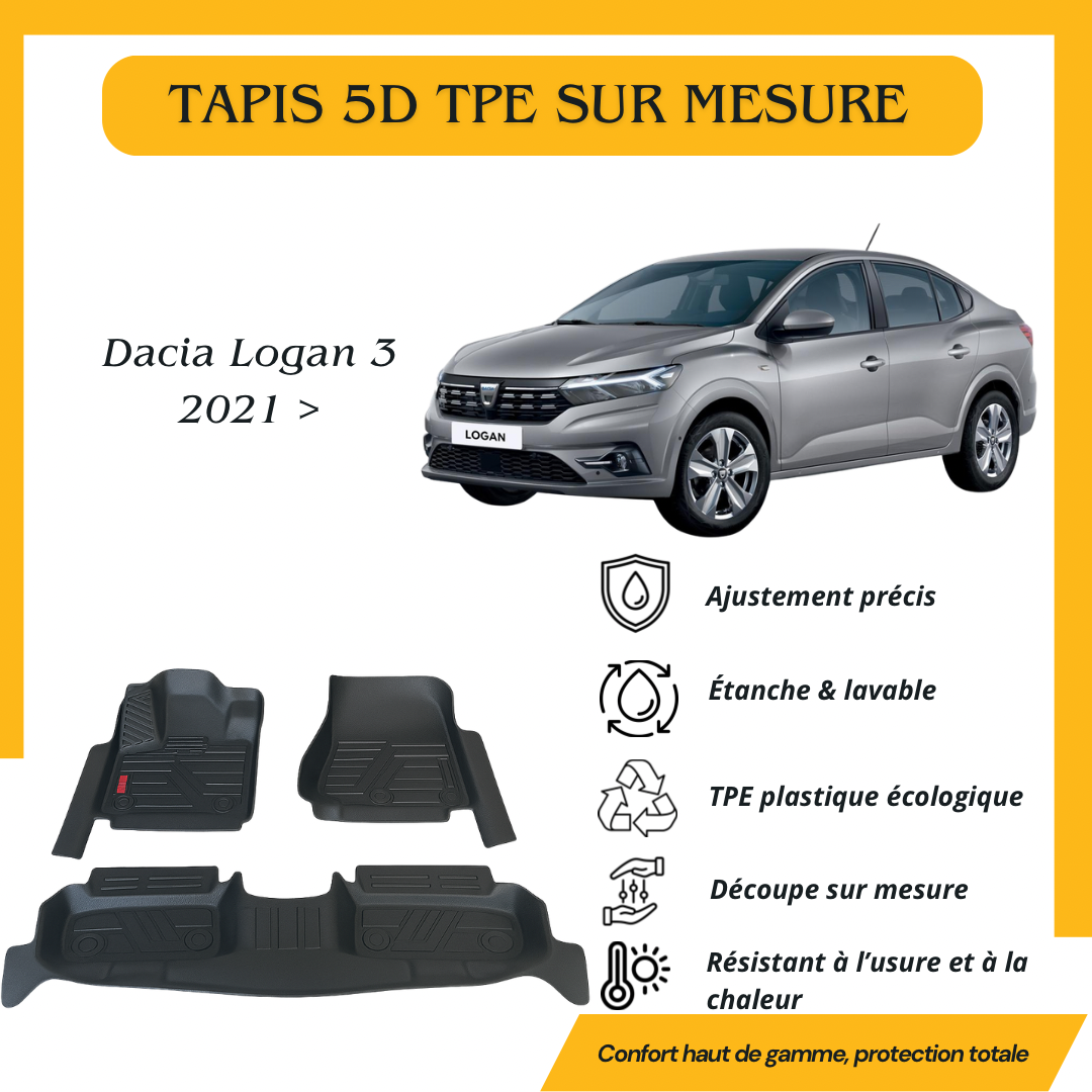 Tapis sur mesure 5D TPE Dacia Logan 2021 >