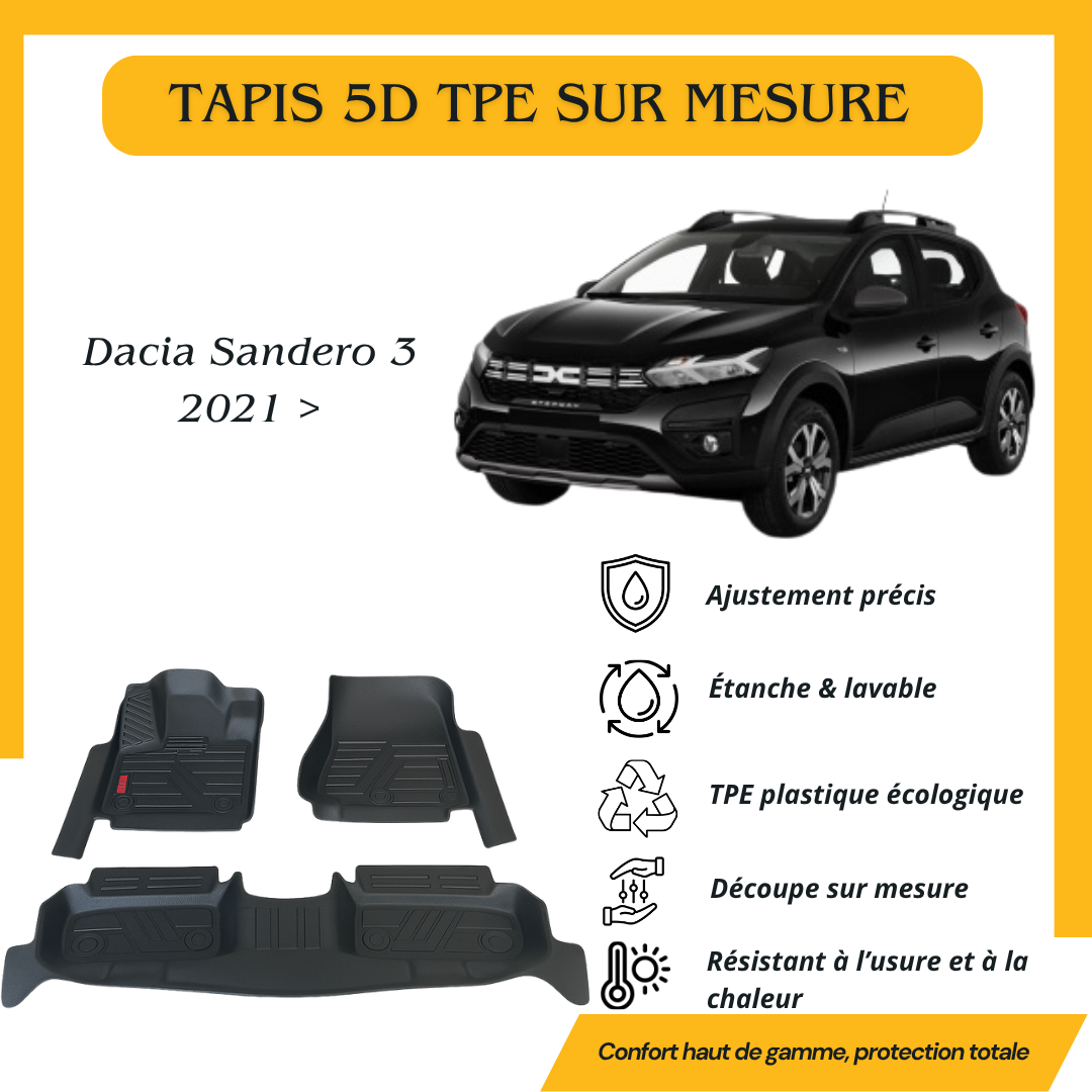 Tapis sur mesure 5D TPE Dacia Sandero 3 2021 >