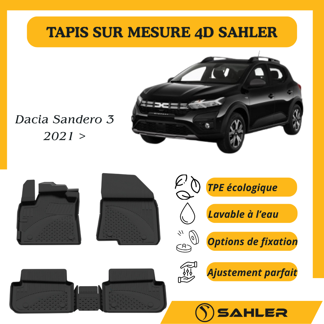 Tapis sur mesure 4D Dacia sandero 2021>