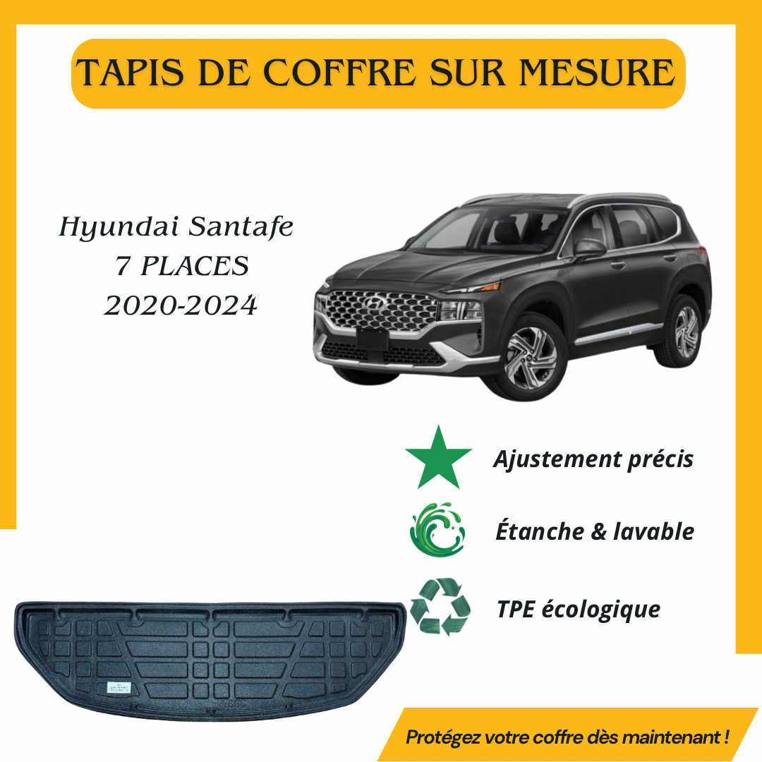Tapis de coffre 4D Hyundai Santafe Hybrid 7 PLACES 2020-2024