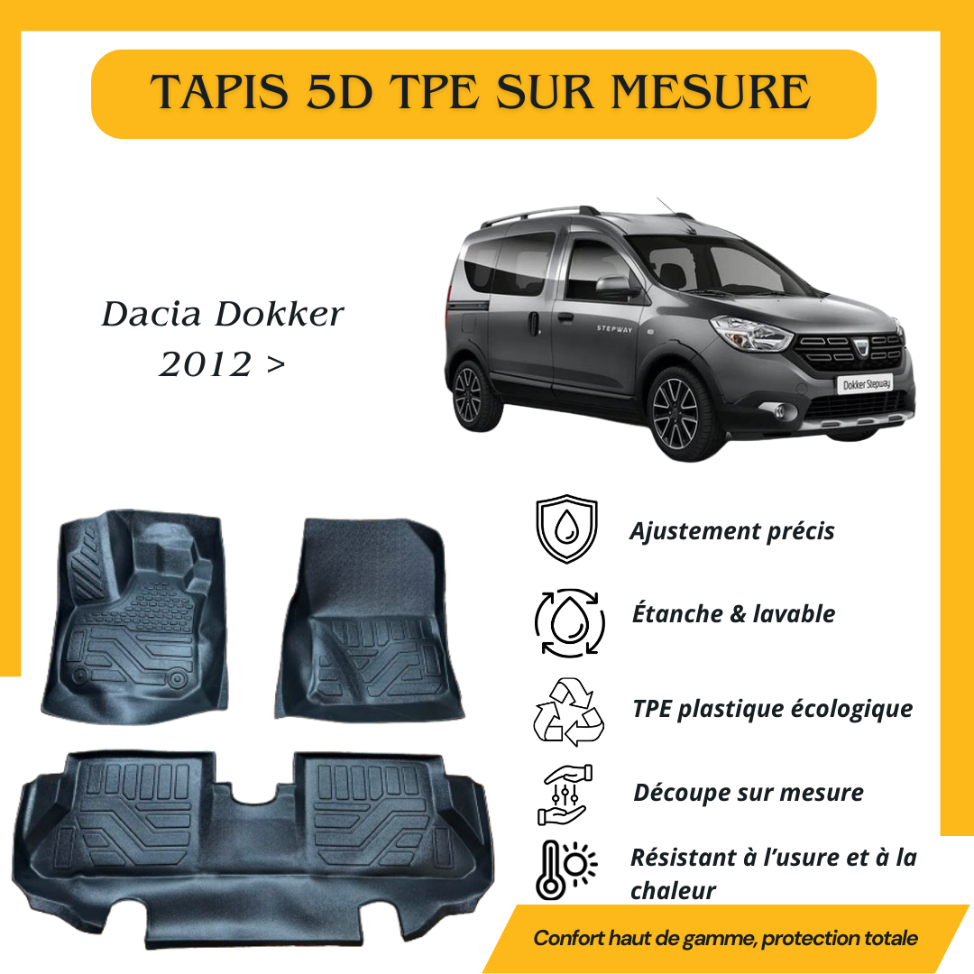 Tapis sur mesure 5D TPE Dacia Dokker 2012 >