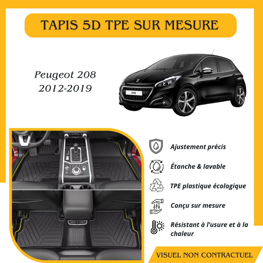 Tapis sur mesure 5D TPE Peugeot 208 2012-2019
